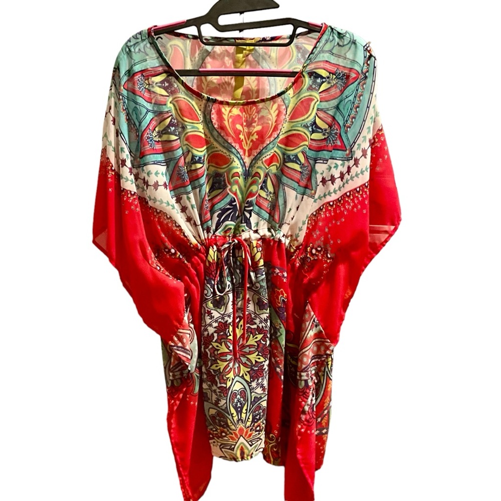 RARE Green Dragon Caftan Style Tunic Top - Picture 1 of 13